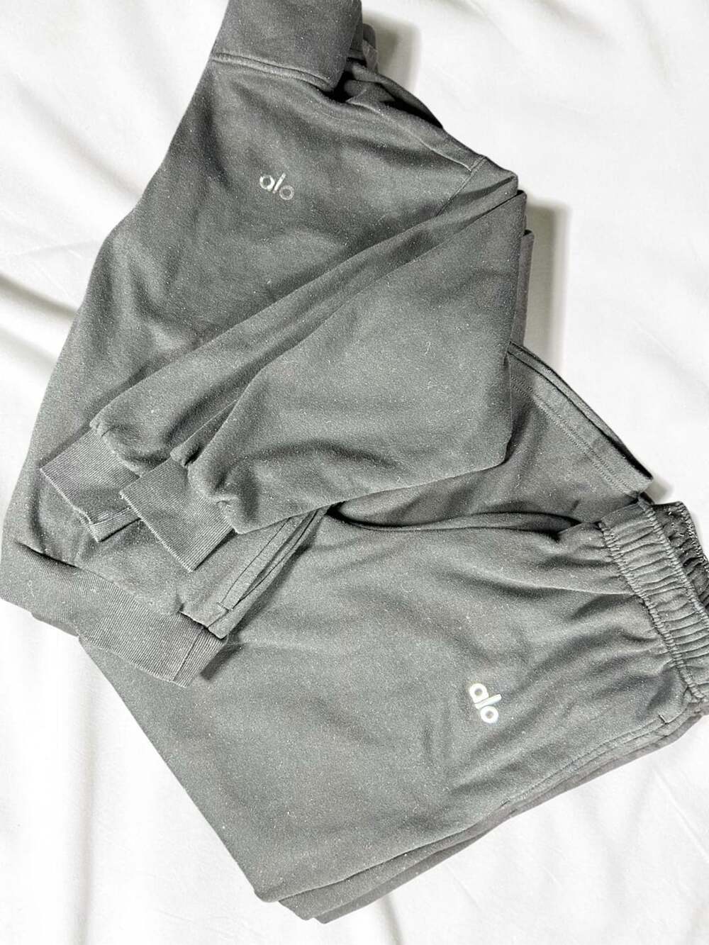 Alo Yoga Quarter Zip Sweatshirt Sweatpants Set Size L Charcoal
